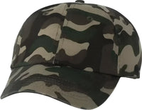 Valucap VC300A Adult Bio Washed Classic Dads Cap Green Camo Green / 6 5/8’’ 7 3/8’’