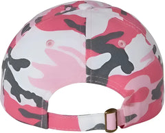 Valucap VC300A Adult Bio Washed Classic Dads Cap Pink Camo Pink / 6 5/8’’ 7 3/8’’