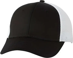 Valucap VC400 Mesh-Back Trucker Cap - Black White - Black White / 6 5/8’’ - 7 3/8’’