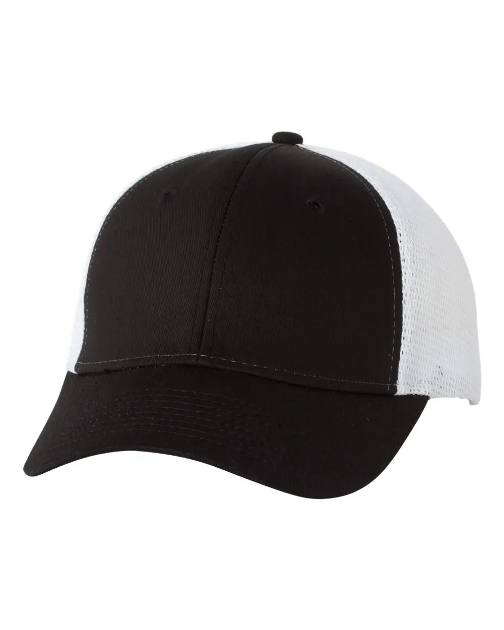 Valucap VC400 Mesh-Back Twill Trucker Cap - Black White - Black White / One Size Fits Most