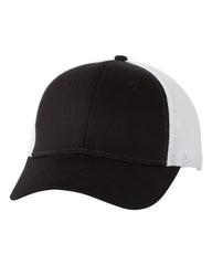 Valucap VC400 Mesh-Back Twill Trucker Cap - Black White - Black White / One Size Fits Most