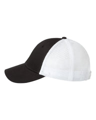 Valucap VC400 Mesh-Back Twill Trucker Cap - Black White - Black White / One Size Fits Most