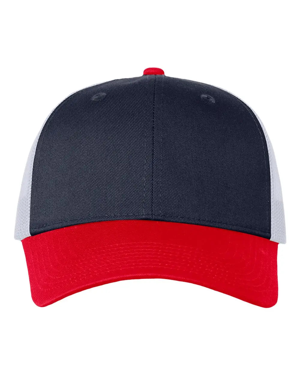 Valucap VC400 Mesh-Back Twill Trucker Cap - Navy White Red - Navy White Red / One Size Fits Most