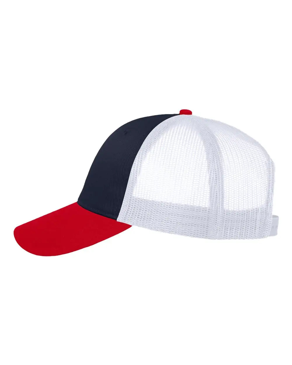Valucap VC400 Mesh-Back Twill Trucker Cap - Navy White Red - Navy White Red / One Size Fits Most