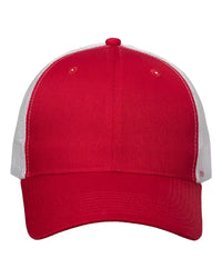 Valucap VC400 Mesh-Back Twill Trucker Cap - Red White - Red White / One Size Fits Most