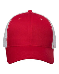 Valucap VC400 Mesh-Back Twill Trucker Cap - Red White - Red White / One Size Fits Most