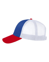 Valucap VC400 Mesh-Back Twill Trucker Cap - Royal White Red - Royal White Red / One Size Fits Most