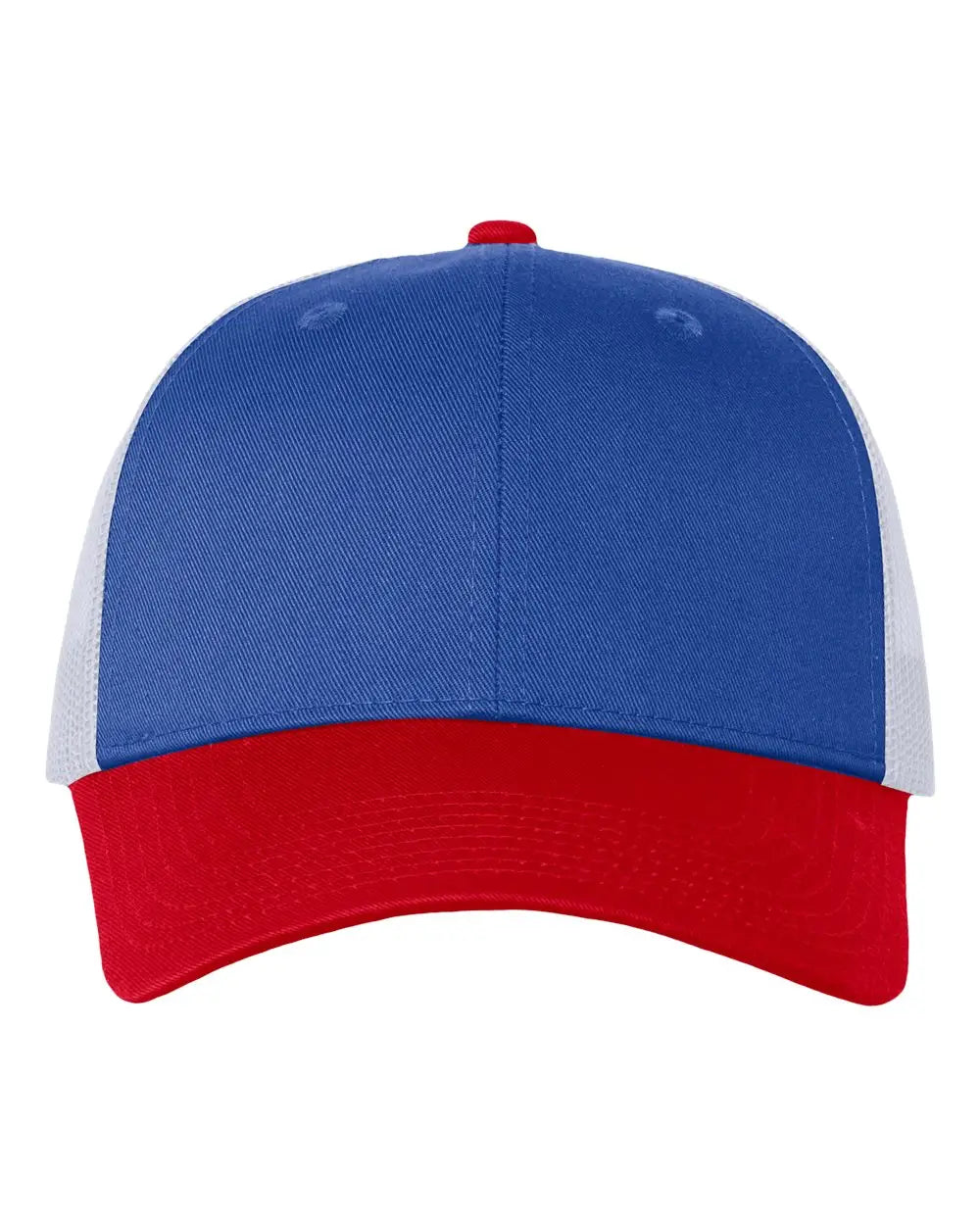 Valucap VC400 Mesh-Back Twill Trucker Cap - Royal White Red - Royal White Red / One Size Fits Most