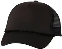 Valucap VC700 Foam Mesh-Back Trucker Cap - Black Black - Black / 6 5/8’’ - 7 3/8’’