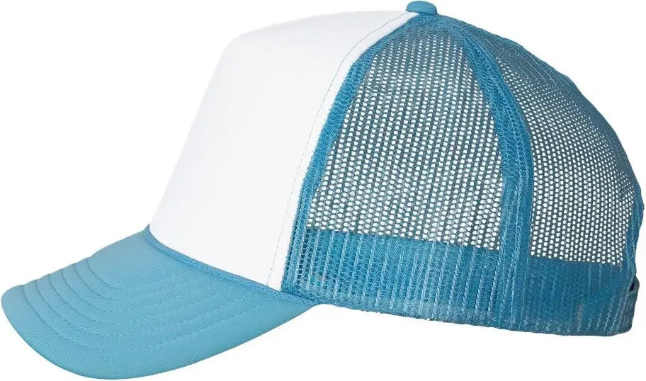 Valucap VC700 Foam Mesh-Back Trucker Cap - White Baby Blue - White Baby Blue / One Size Fits Most