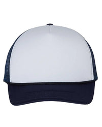 Valucap VC700 Foam Mesh-Back Trucker Cap - White Navy - White Navy / One Size Fits Most