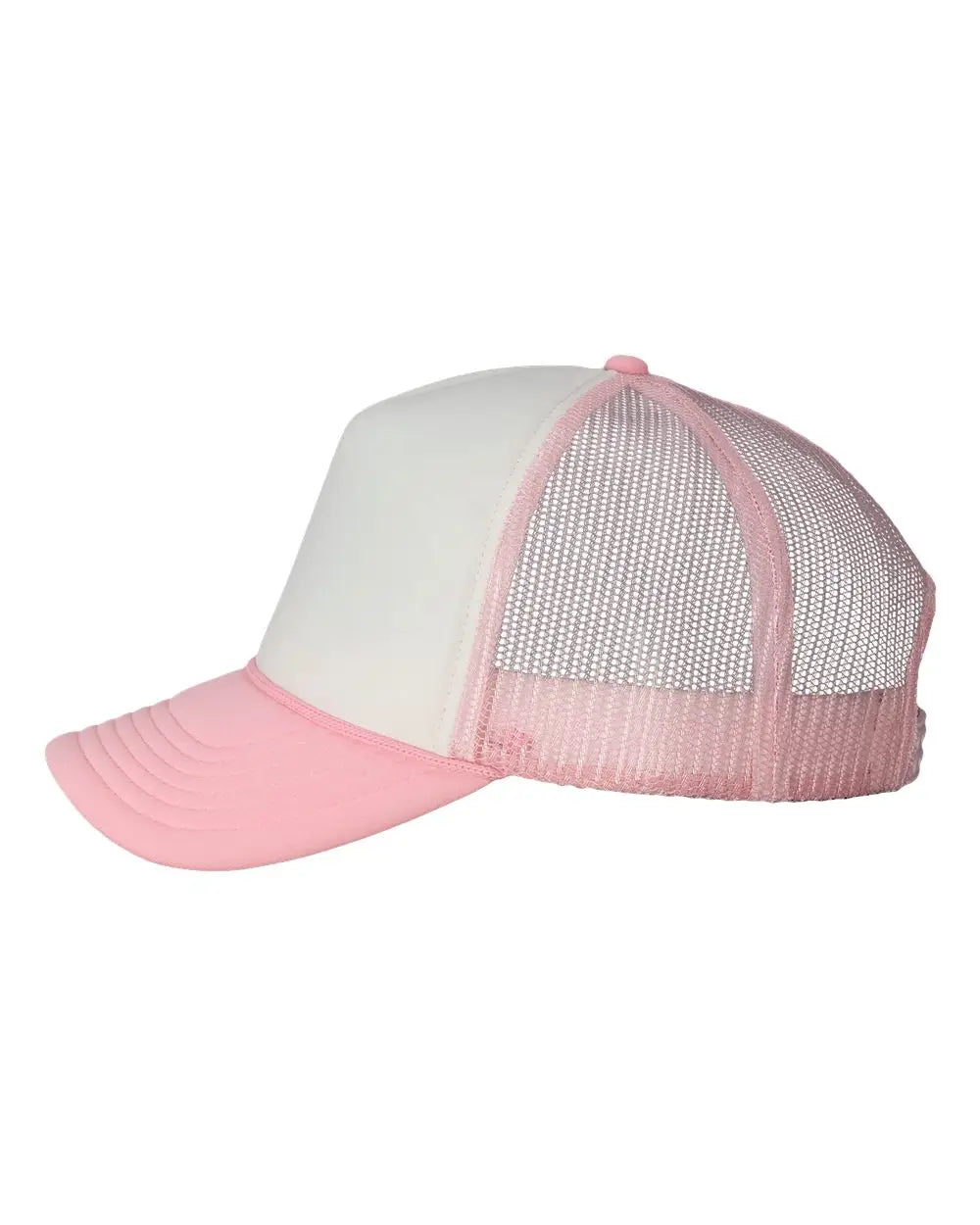 Valucap VC700 Foam Mesh-Back Trucker Cap - White Pink - White Pink / One Size Fits Most