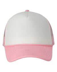 Valucap VC700 Foam Mesh-Back Trucker Cap - White Pink - White Pink / One Size Fits Most