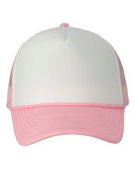 Valucap VC700 Foam Mesh-Back Trucker Cap - White Pink - White Pink / One Size Fits Most