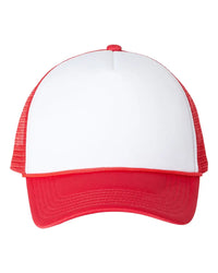 Valucap VC700 Foam Mesh-Back Trucker Cap - White Red - White Red / One Size Fits Most