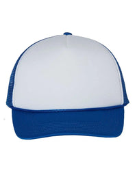 Valucap VC700 Foam Mesh-Back Trucker Cap - White Royal - White Royal / One Size Fits Most