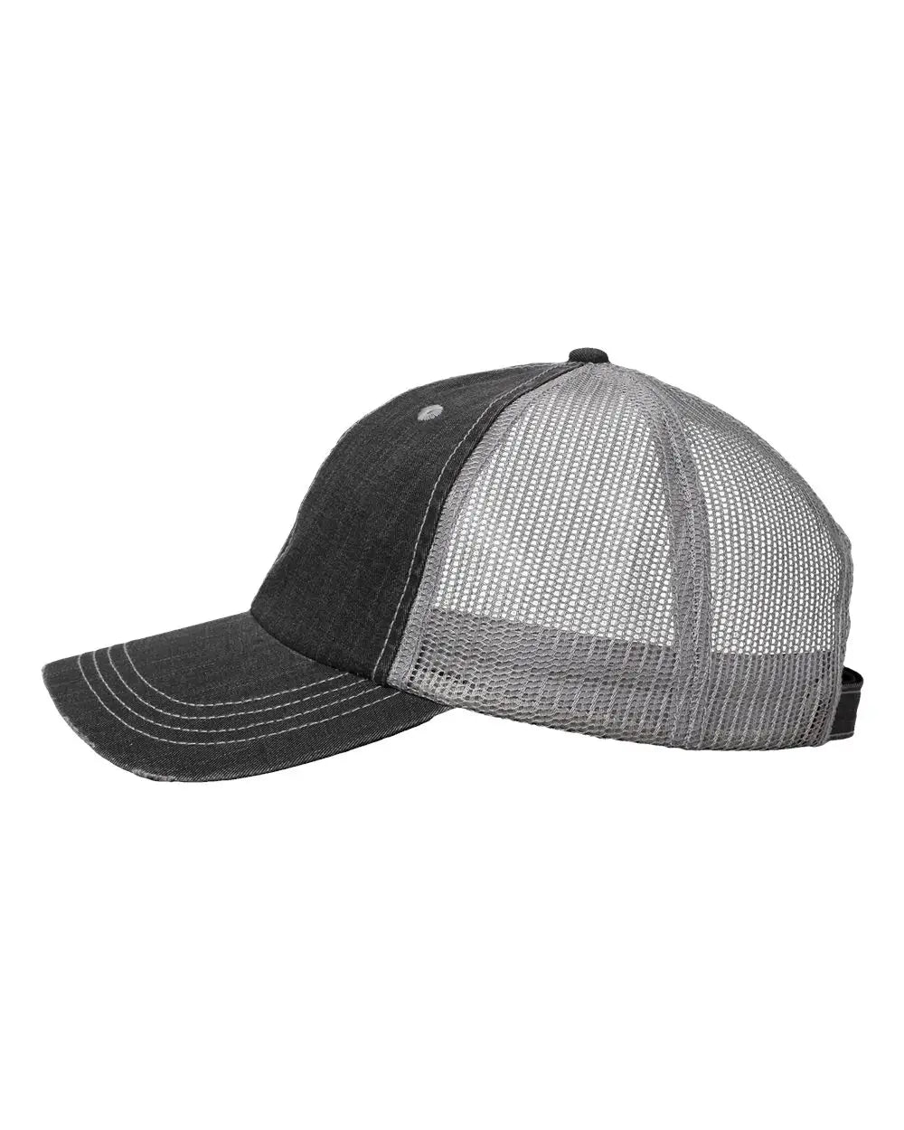 Valucap VC990 Contrast Stitch Cap - Black Gray - Black Gray / One Size Fits Most