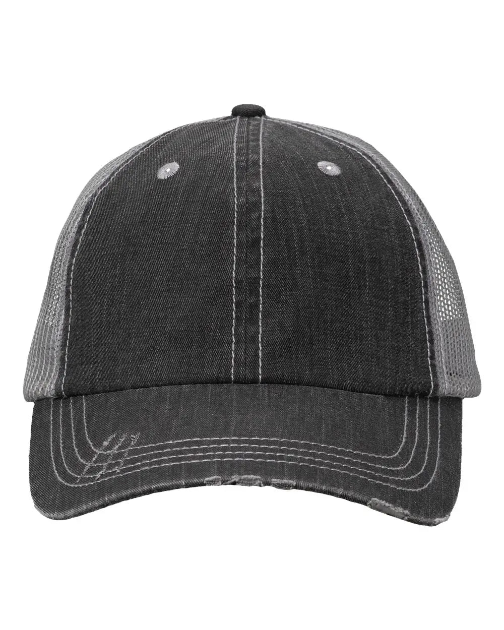 Valucap VC990 Contrast Stitch Cap - Black Gray - Black Gray / One Size Fits Most