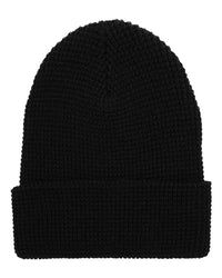 YP Classics 2501K Waffle Cuffed Knit Beanie - Black - Black / One Size Fits Most