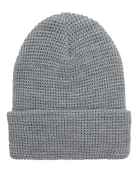 YP Classics 2501K Waffle Cuffed Knit Beanie - Heather Gray - Heather Gray / One Size Fits Most