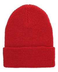 YP Classics 2501K Waffle Cuffed Knit Beanie - Red - Red / One Size Fits Most