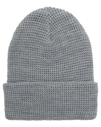 YP Classics 2501KC Waffle Cuffed Beanie - Heather Gray - Heather Gray / One Size Fits Most