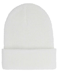 YP Classics 2501KC Waffle Cuffed Beanie - White - White / One Size Fits Most