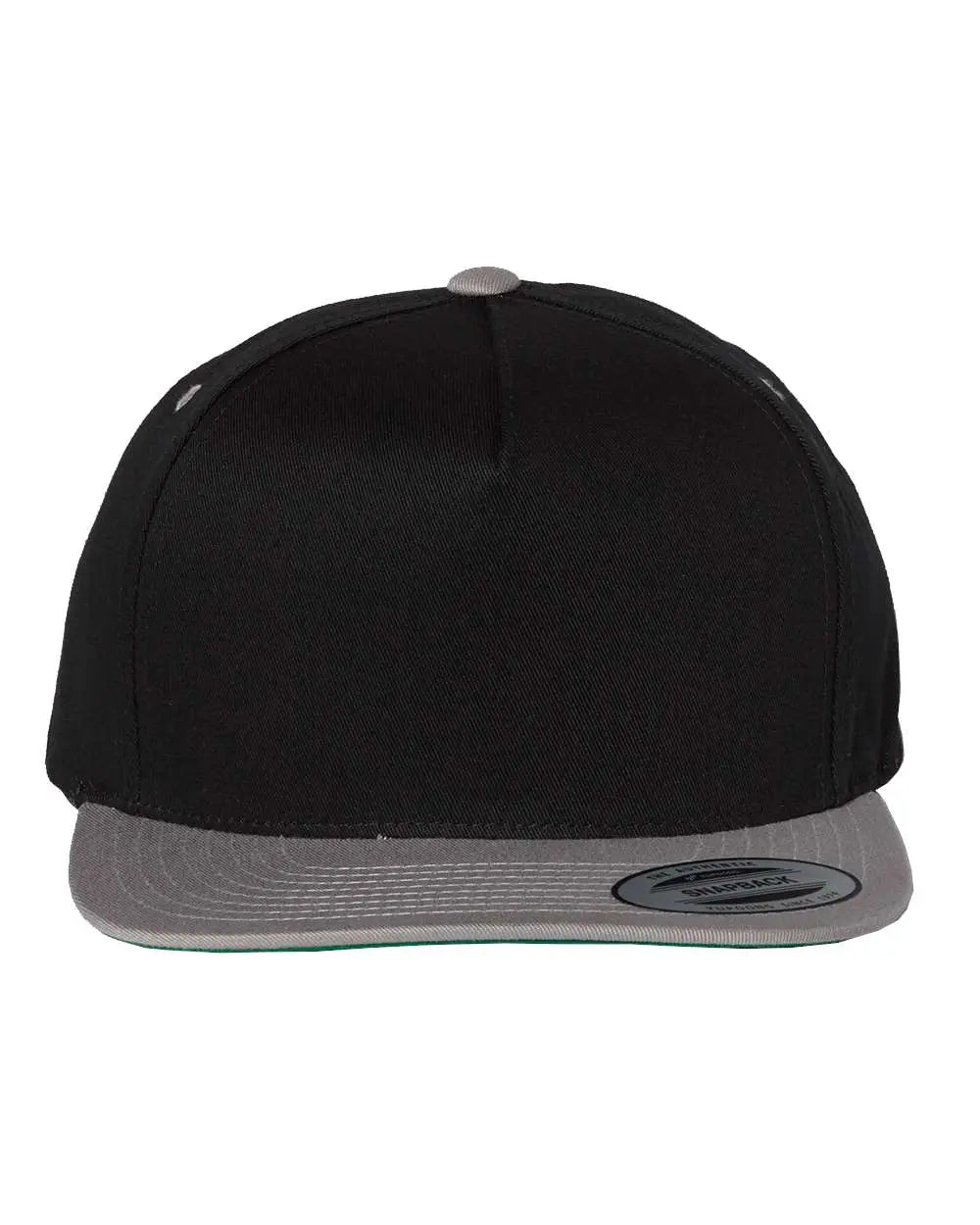 YP Classics 6007 Five-Panel Cotton Twill Snapback Cap - Black Gray - Black Gray / One Size Fits Most