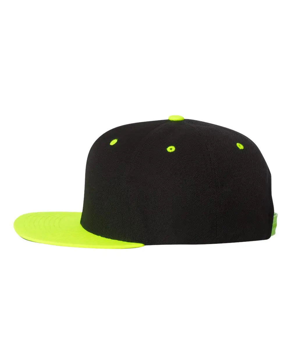 YP Classics 6089M Premium Flat Bill Snapback Cap - Black Neon Green - Black Neon Green / One Size Fits Most