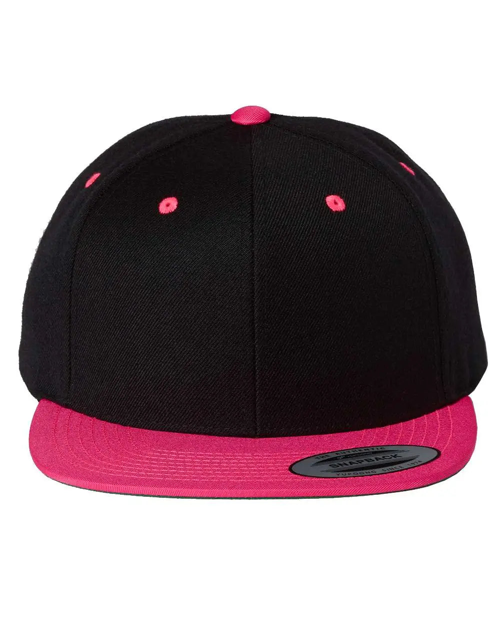 YP Classics 6089M Premium Flat Bill Snapback Cap - Black Neon Pink - Black Neon Pink / One Size Fits Most