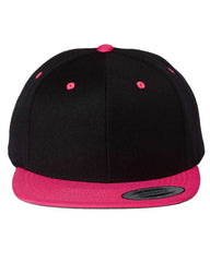 YP Classics 6089M Premium Flat Bill Snapback Cap - Black Neon Pink - Black Neon Pink / One Size Fits Most