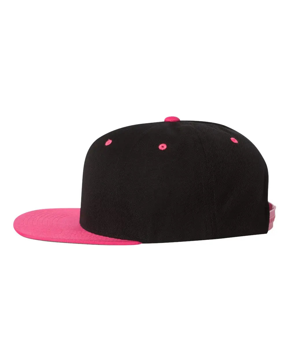 YP Classics 6089M Premium Flat Bill Snapback Cap - Black Neon Pink - Black Neon Pink / One Size Fits Most