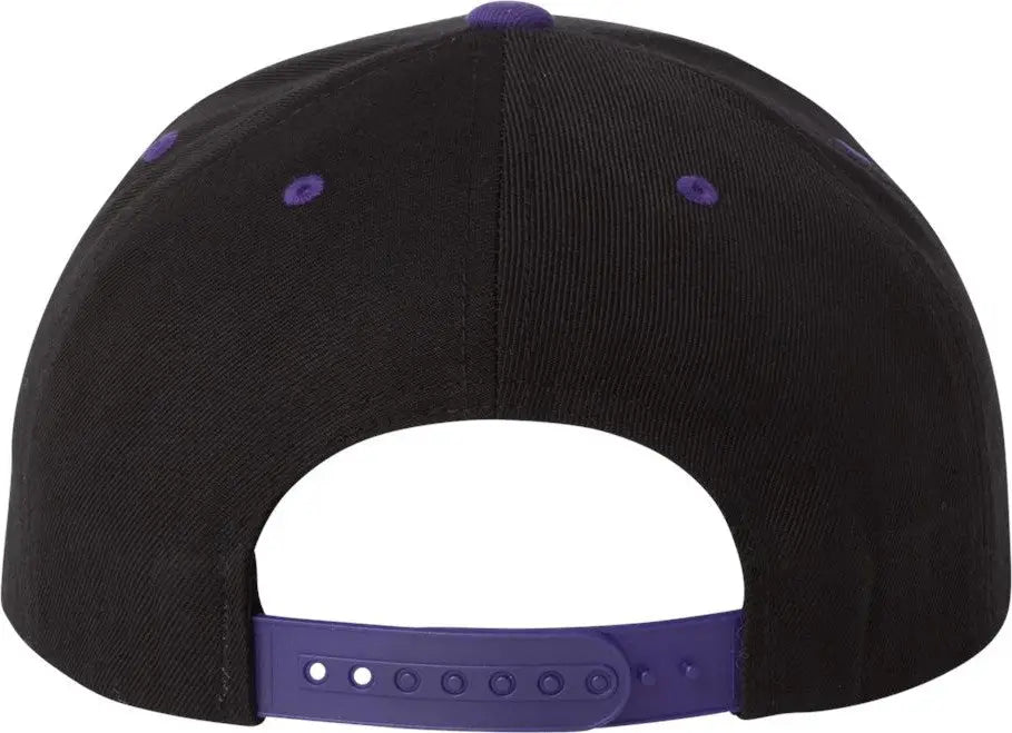 YP Classics 6089M Premium Flat Bill Snapback Cap - Black Purple - Black Purple / One Size Fits Most