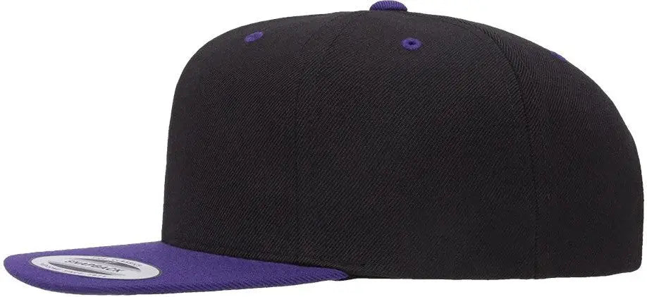 YP Classics 6089M Premium Flat Bill Snapback Cap - Black Purple - Black Purple / One Size Fits Most