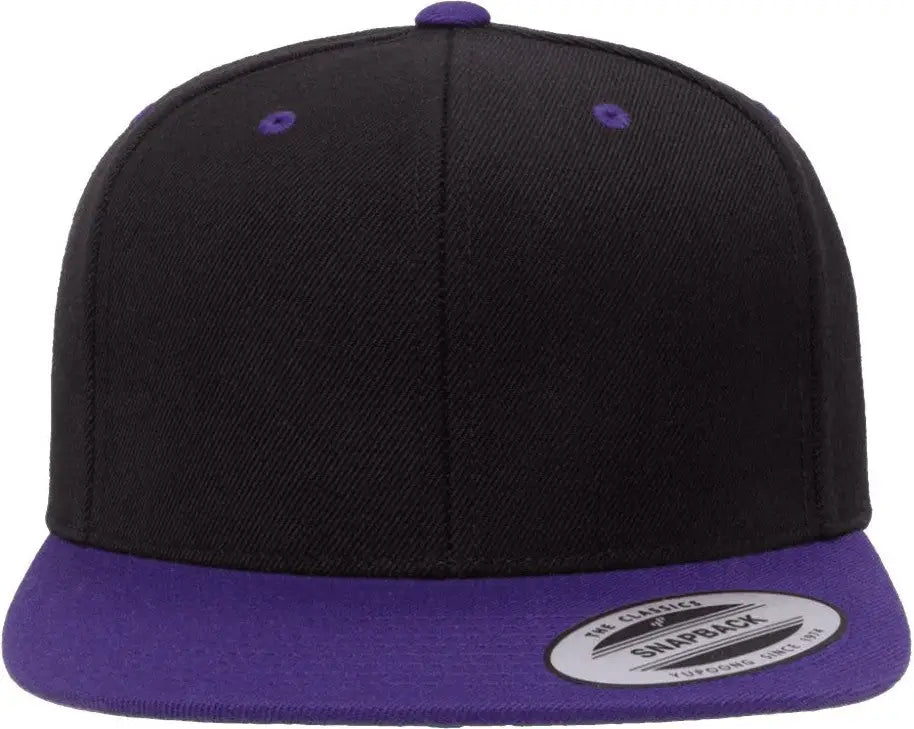 YP Classics 6089M Premium Flat Bill Snapback Cap - Black Purple - Black Purple / One Size Fits Most