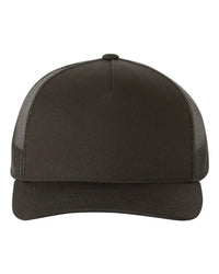 YP Classics 6506S Five-Panel Retro Trucker Cap - 6506 - Black - Black / One Size Fits Most