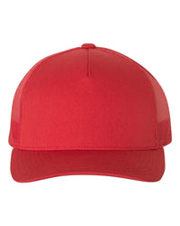 YP Classics 6506S Five-Panel Retro Trucker Cap - 6506 - Red - Red / One Size Fits Most