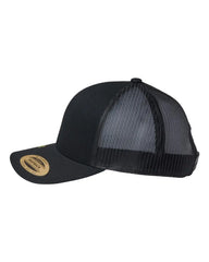 YP Classics 6606R Sustainable Retro Trucker Cap - Black - Black / One Size Fits Most