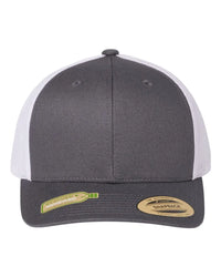 YP Classics 6606R Sustainable Retro Trucker Cap - Charcoal White - Dark Gray White / One Size Fits Most