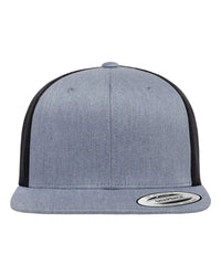 YP Classics 6609 Retro High Profile Trucker Cap - Heather Gray Black - Heather Gray Black / One Size Fits Most
