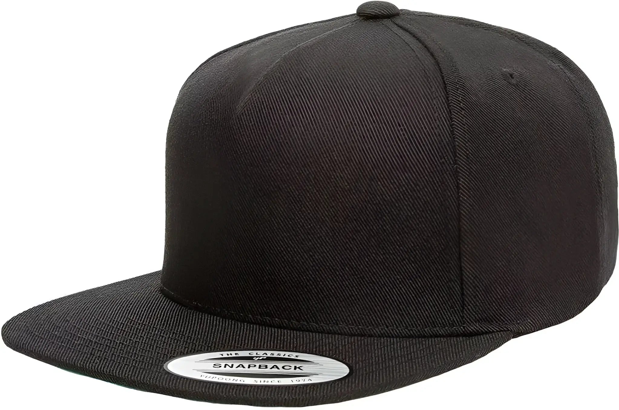 Yupoong 5089M Classics Premium 5-Panel Snapback Cap - Black - Black / 6 5/8’’ - 7 5/8’’