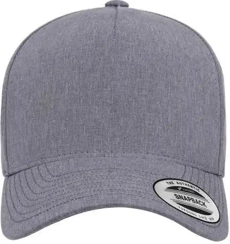 Yupoong 5389AP 5-Panel Snapback with Perforated Cap - Heather Gray - Gray / One Size Fits Most