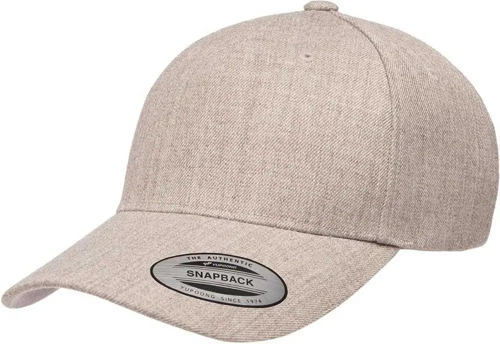 Yupoong 5789M Classics 5 Panel Premium Curved Visor Snapback Cap Heather Gray / 6 5/8’’ 7 5/8’’