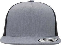 Yupoong 6006 Five-Panel Classic Trucker Cap - Heather Black - Black / One Size Fits Most
