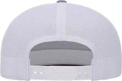 Yupoong 6006 Five-Panel Classic Trucker Cap - Heather White - White / One Size Fits Most