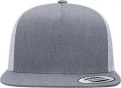 Yupoong 6006 Five-Panel Classic Trucker Cap - Heather White - White / One Size Fits Most