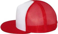 Yupoong 6006 Five Panel Classic Trucker Cap Red White Red Red White / One Size Fits Most