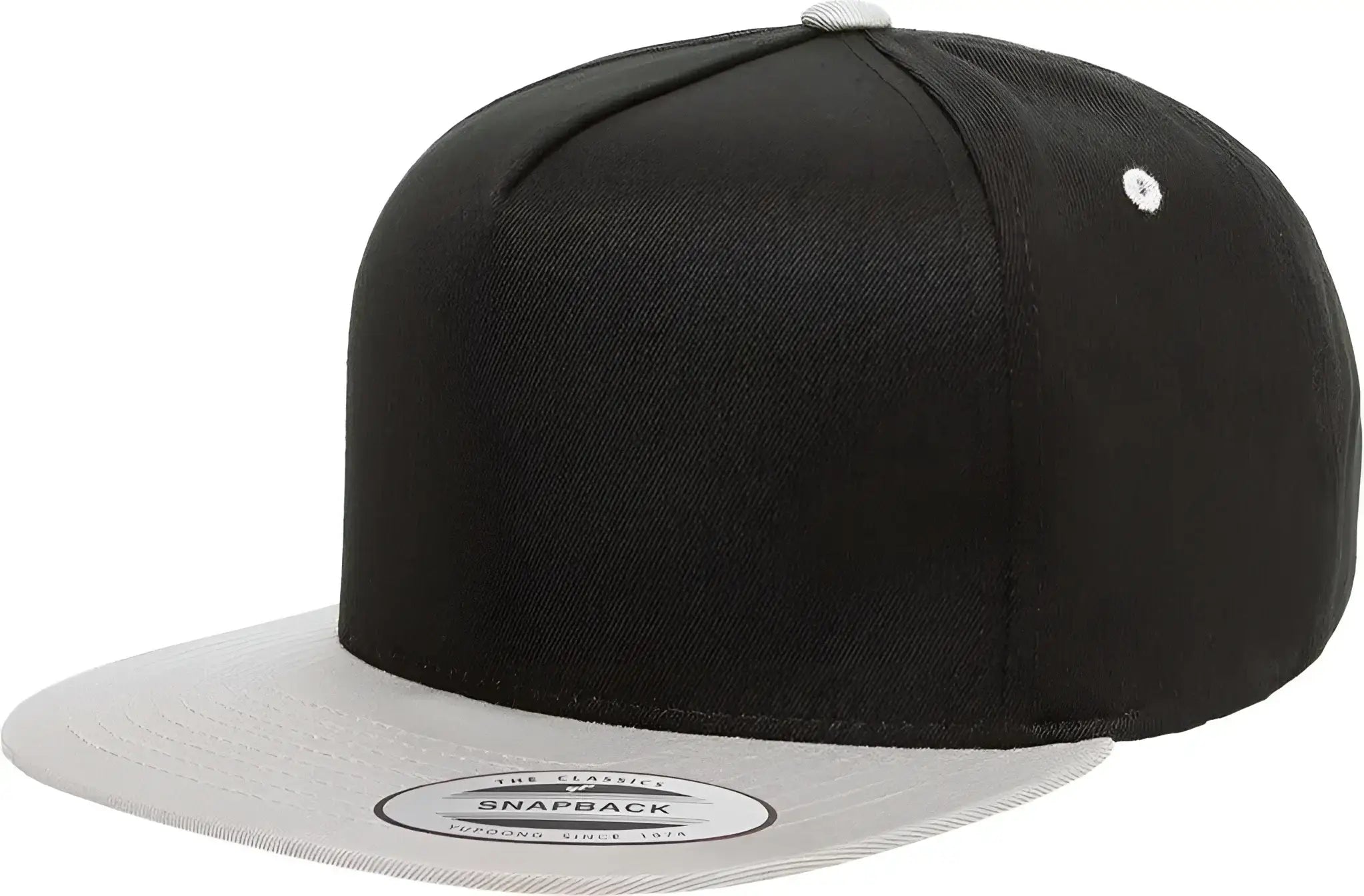 Yupoong 6007T Classics 5 Panel Cotton Twill Snapback Cap 2 Tone Black Silver Black Light Gray / 6 5/8’’ 7 5/8’’