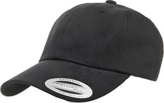 Yupoong 6245PT Classics Peached Cotton Twill Dad Cap - Black - Black / 6 5/8’’ - 7 5/8’’
