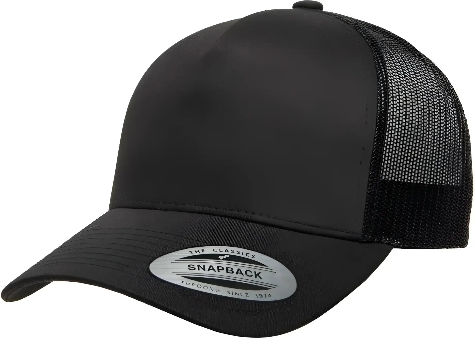 Yupoong 6506 Classics 5 Panel Retro Trucker Cap Black Black / 6 5/8’’ 7 5/8’’
